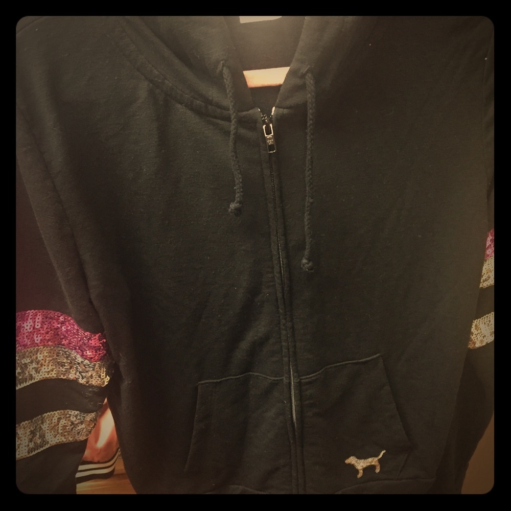 Black Zip PINK Hoodie